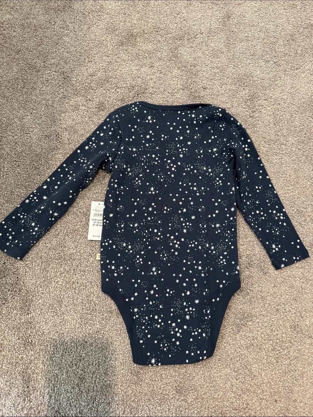GAP Navy Blue Star Print Long-Sleeve Baby Bodysuit